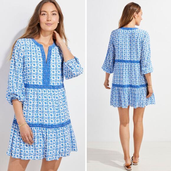 New! Vineyard Vines Hydrangea Geo Tiered‎ Dress blue, size tag marks XL - Picture 16 of 16